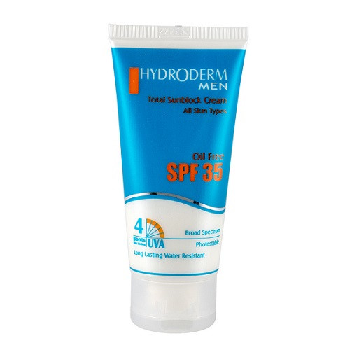 کرم ضد آفتاب بی رنگ هیدرودرم با SPF35 مناسب آقایان حجم 50 میلی لیتر